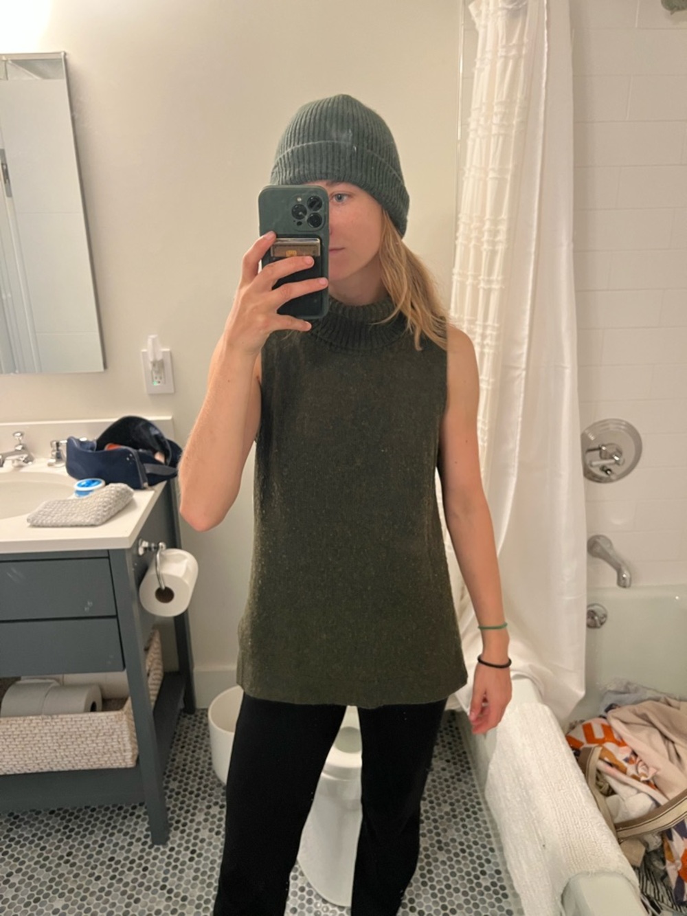 Olive Green Sleeveless Knit Top